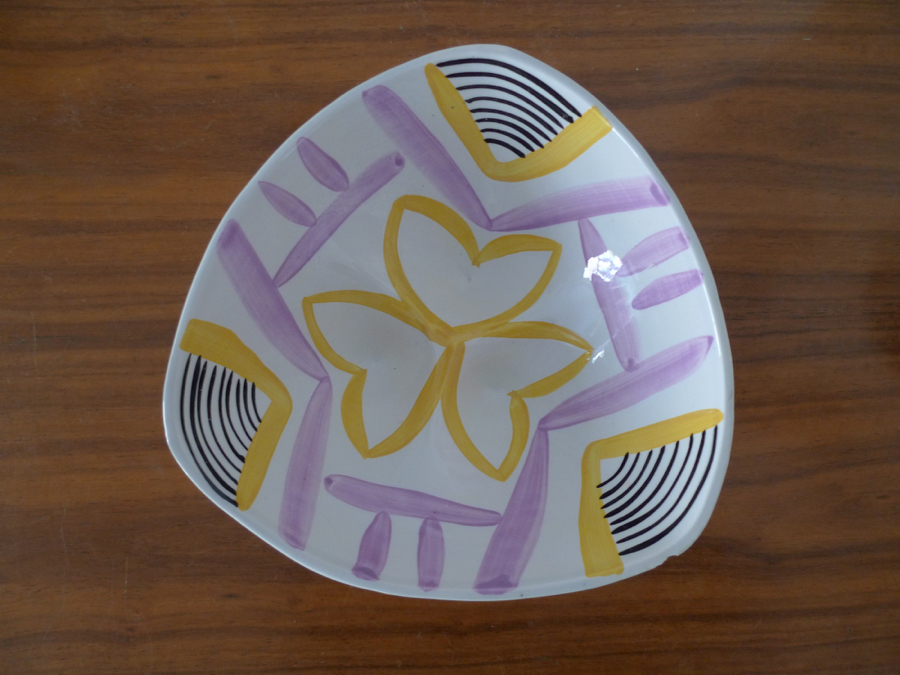 1950's French pottery tripod bowl