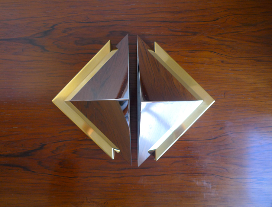 J T KALMAR chrome & brass wall sconces