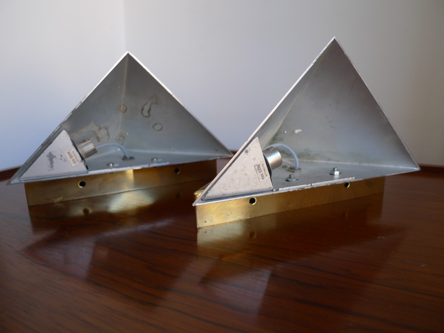  J T KALMAR chrome & brass wall sconces