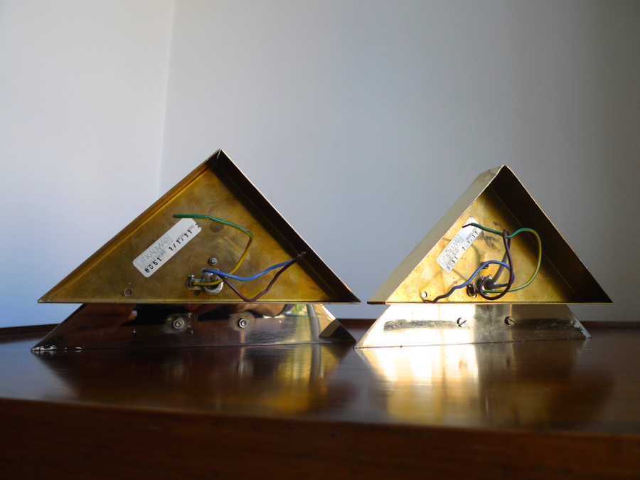  J T KALMAR chrome & brass wall sconces