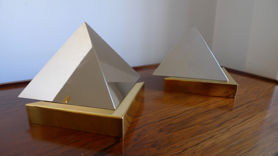  J T KALMAR chrome & brass wall sconces