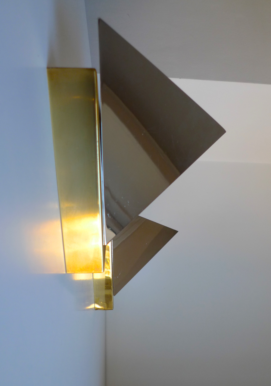  J T KALMAR chrome & brass wall sconces