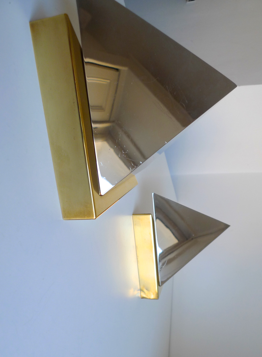  J T KALMAR chrome & brass wall sconces