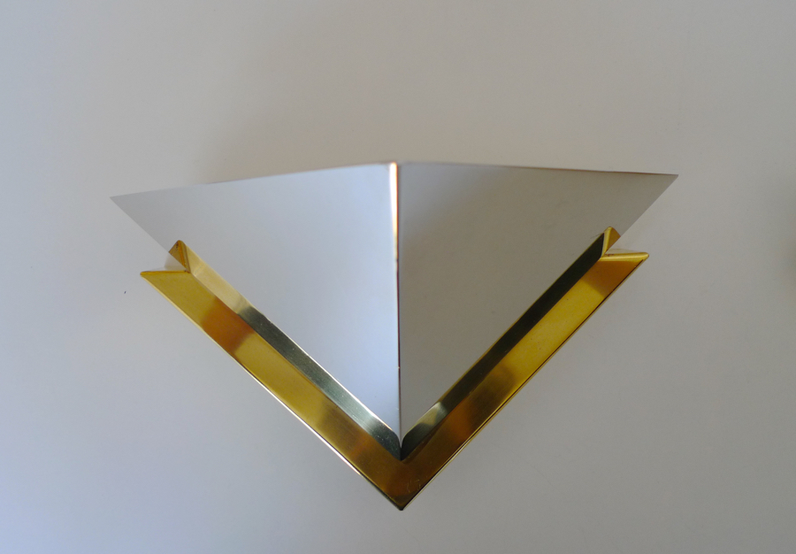  J T KALMAR chrome & brass wall sconces