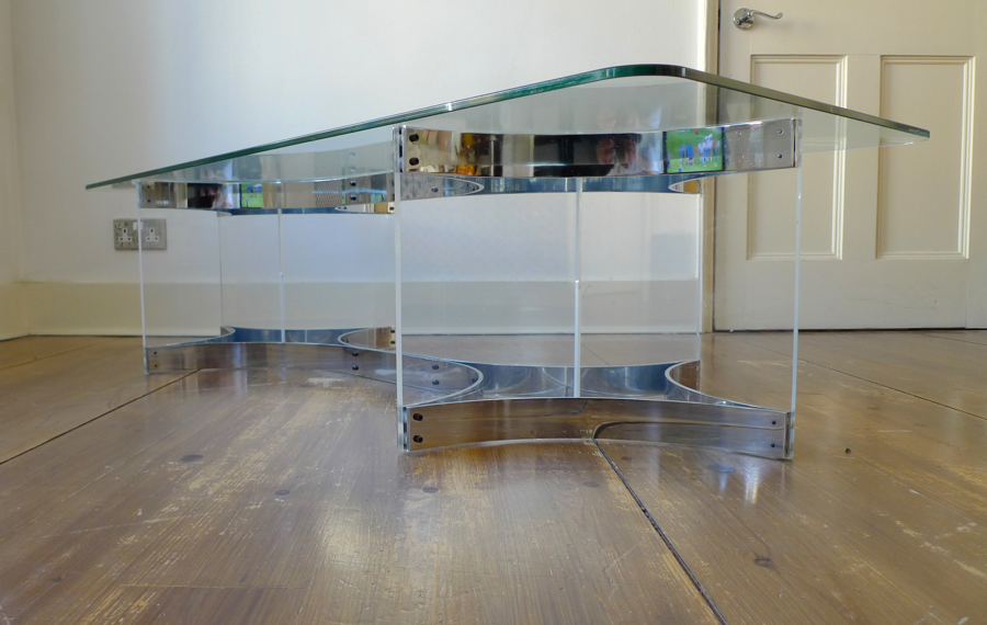 ALESSANDRO ALBRIZZI LUCITE & CHROME COCKTAIL TABLE 1960/70’s