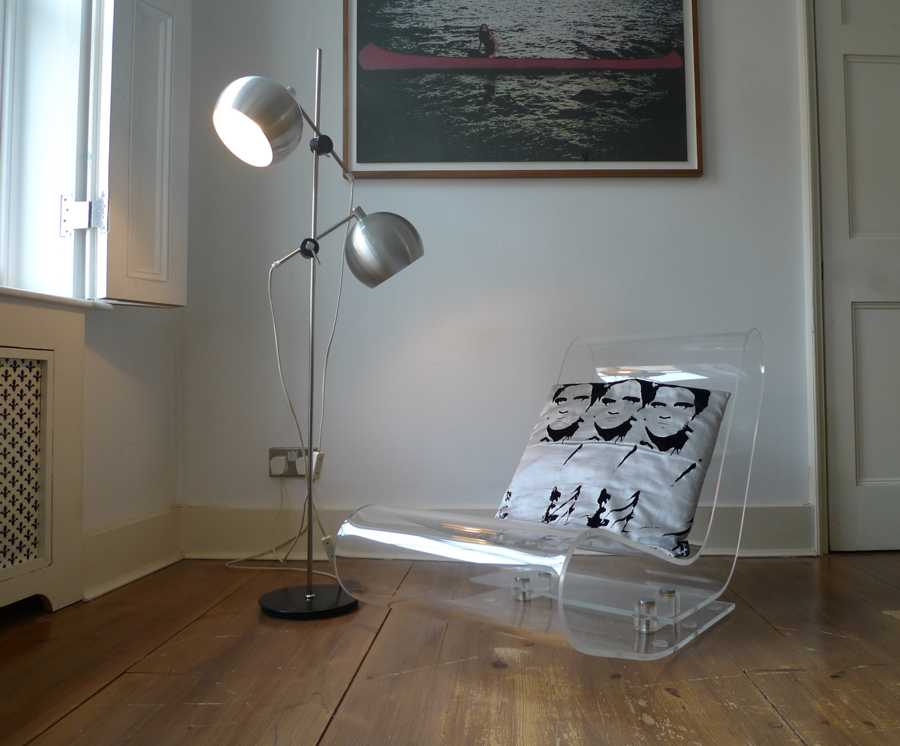 FRANDSEN BELYSNING ARTICULATING TWO-LIGHT BRUSHED STEEL FLOOR LAMP