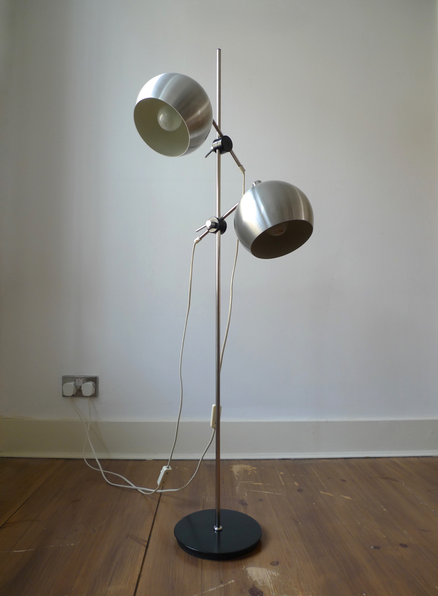 FRANDSEN BELYSNING ARTICULATING TWO-LIGHT BRUSHED STEEL FLOOR LAMP