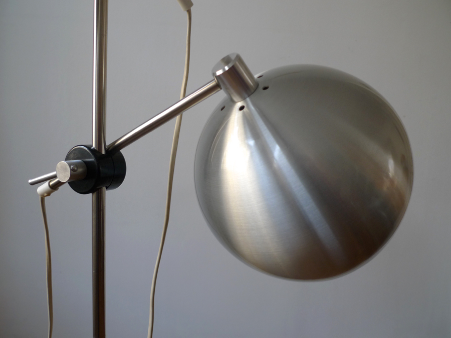 FRANDSEN BELYSNING ARTICULATING TWO-LIGHT BRUSHED STEEL FLOOR LAMP