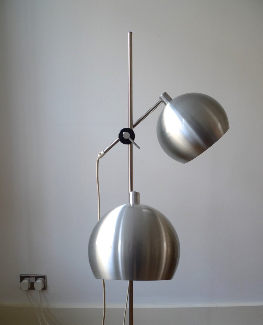 FRANDSEN BELYSNING ARTICULATING TWO-LIGHT BRUSHED STEEL FLOOR LAMP