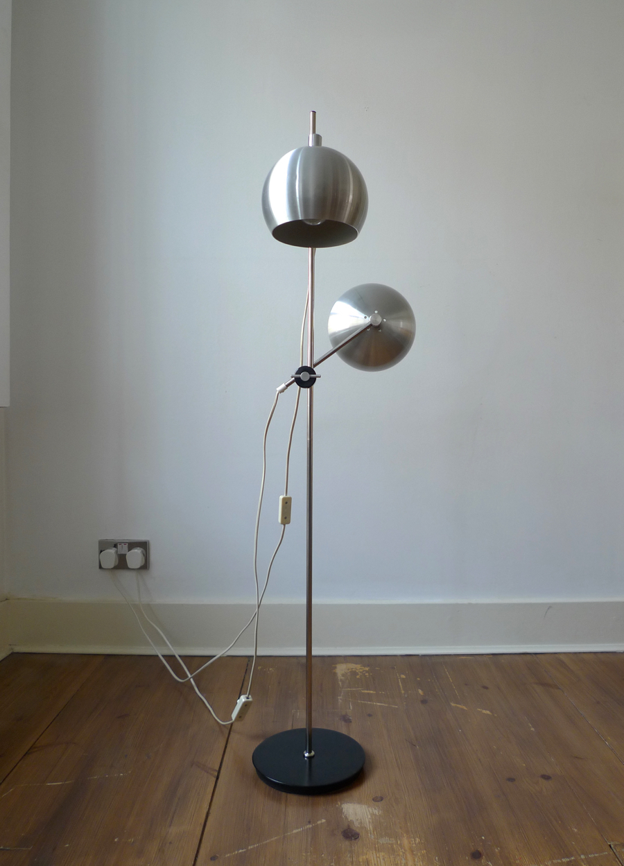 FRANDSEN BELYSNING ARTICULATING TWO-LIGHT BRUSHED STEEL FLOOR LAMP