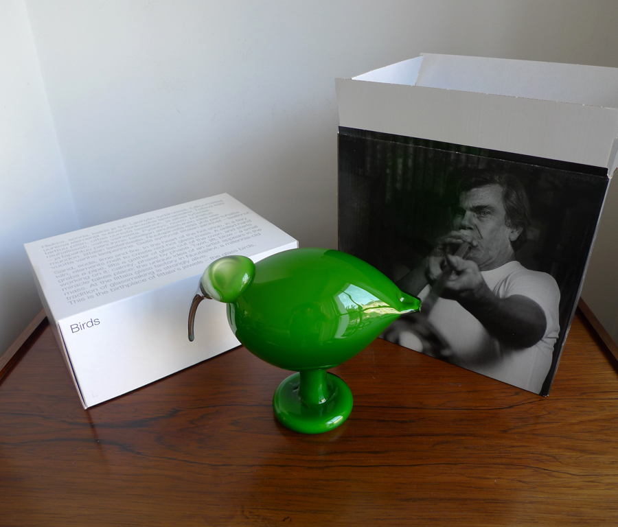 RARE OIVA TOIKKA BIRD “GREEN IBIS” SIGNED, IITTALA NUUTAJÄRVI FINLAND 1972