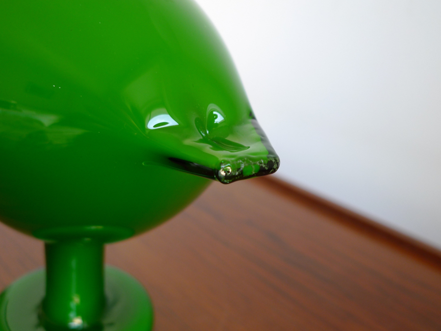 RARE OIVA TOIKKA BIRD “GREEN IBIS” SIGNED, IITTALA NUUTAJÄRVI FINLAND 1972