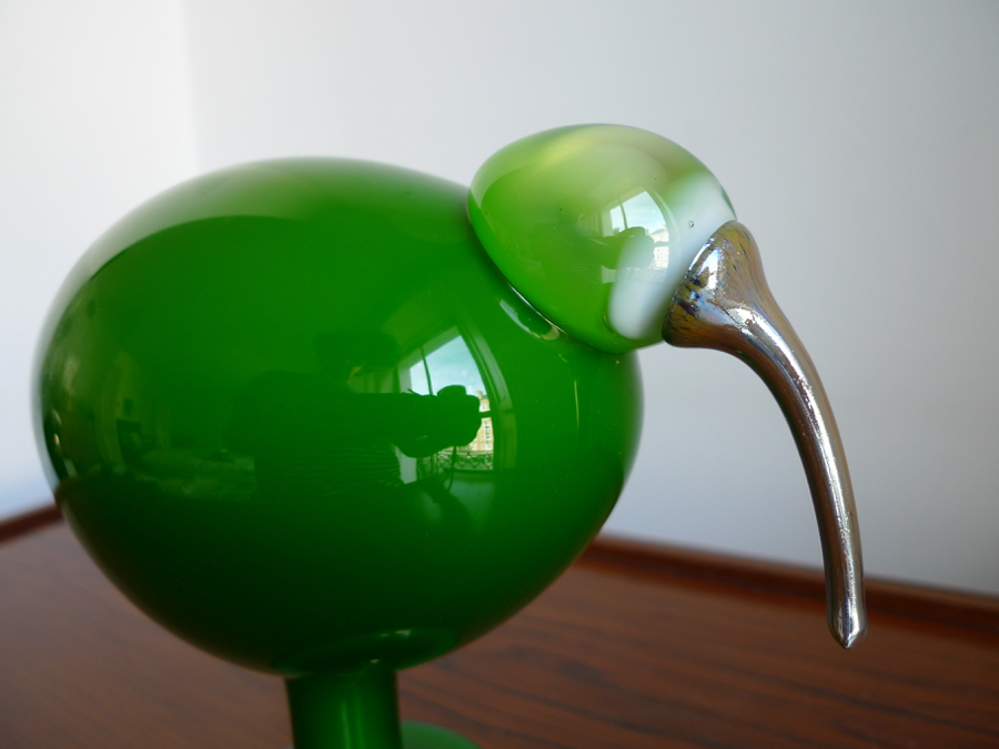 RARE OIVA TOIKKA BIRD “GREEN IBIS” SIGNED, IITTALA NUUTAJÄRVI FINLAND 1972