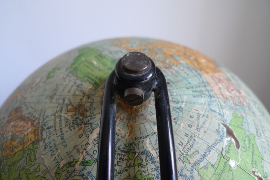 Vintage Perrina Illuminated French Glass Globe Lamp, c. 1950s
