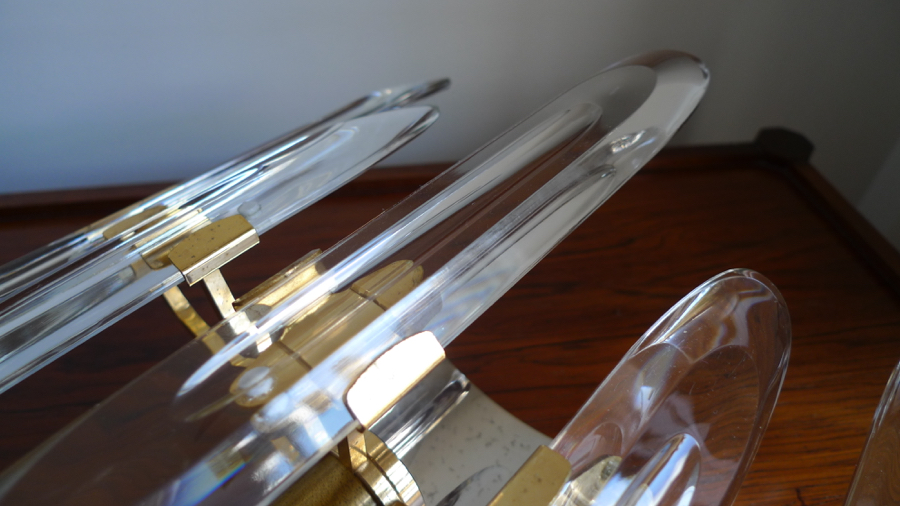 Gaetano Sciolari One-Light Brass & Crystal Sconce by Stilkronen, c.1960s