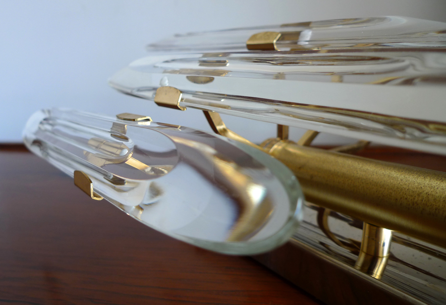 Gaetano Sciolari One-Light Brass & Crystal Sconce by Stilkronen, c.1960s