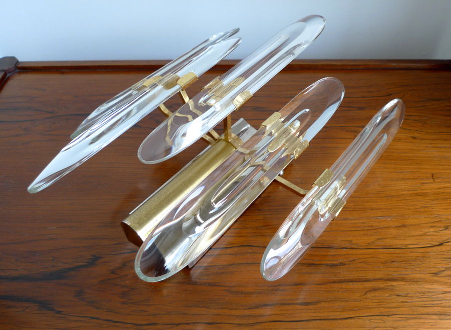 Gaetano Sciolari One-Light Brass & Crystal Sconce by Stilkronen, c.1960s