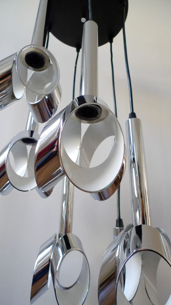 Raak Amsterdam 6 Light Cascading Chrome Chandelier 1960s