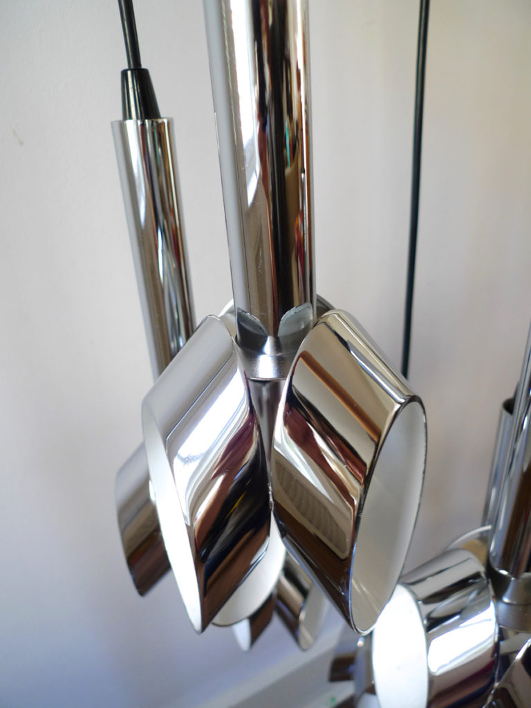 Raak Amsterdam 6 Light Cascading Chrome Chandelier 1960s