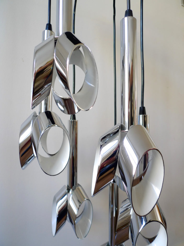 Raak Amsterdam 6 Light Cascading Chrome Chandelier 1960s
