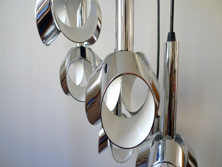 Raak Amsterdam 6 Light Cascading Chrome Chandelier 1960s