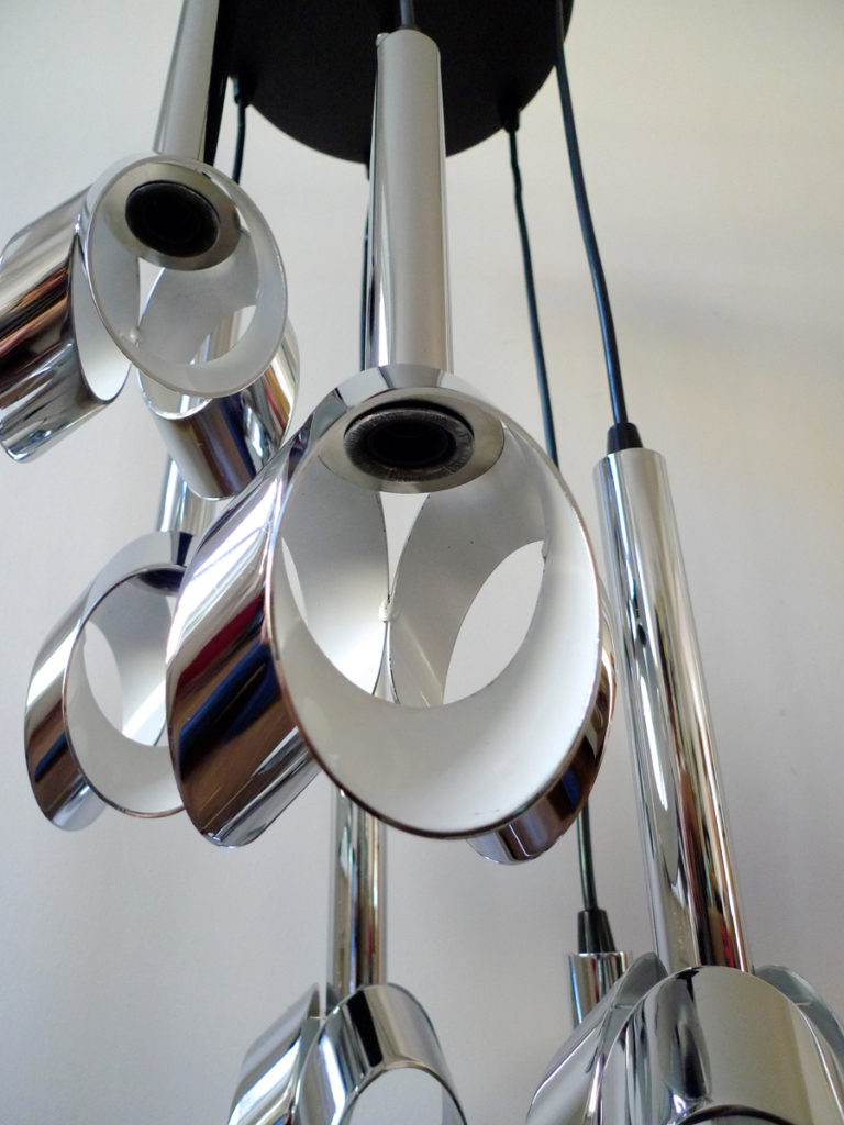 Raak Amsterdam 6 Light Cascading Chrome Chandelier 1960s