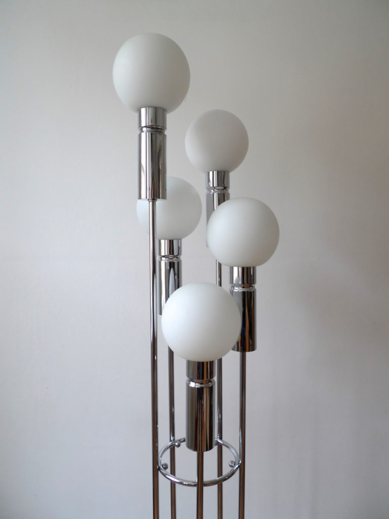 Mid-Century 5 Globe Glass & Chrome Floor Lamp, c. 1960s