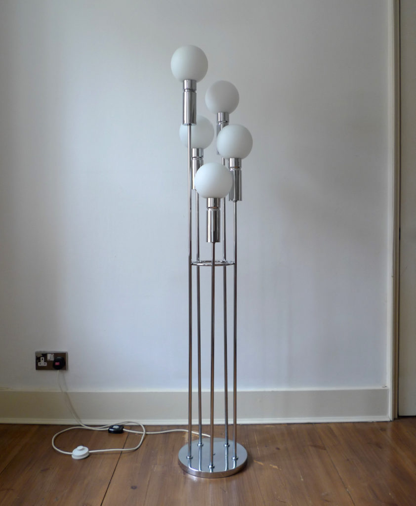 Mid-Century 5 Globe Glass & Chrome Floor Lamp, c. 1960s