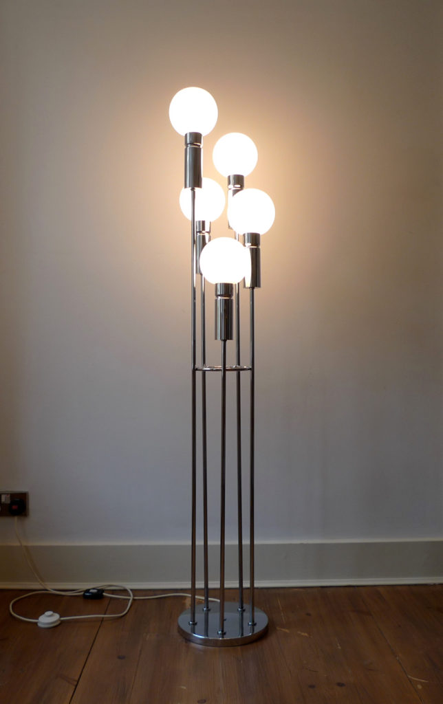 Mid-Century 5 Globe Glass & Chrome Floor Lamp, c. 1960s