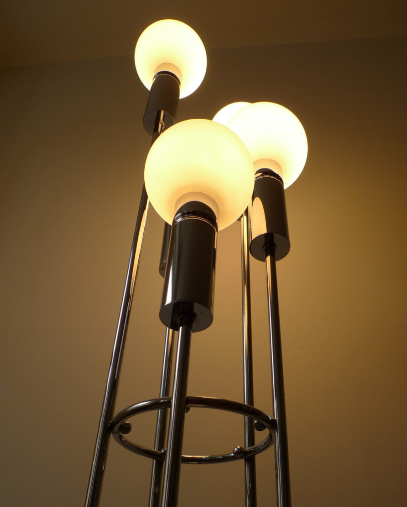 Mid-Century 5 Globe Glass & Chrome Floor Lamp, c. 1960s