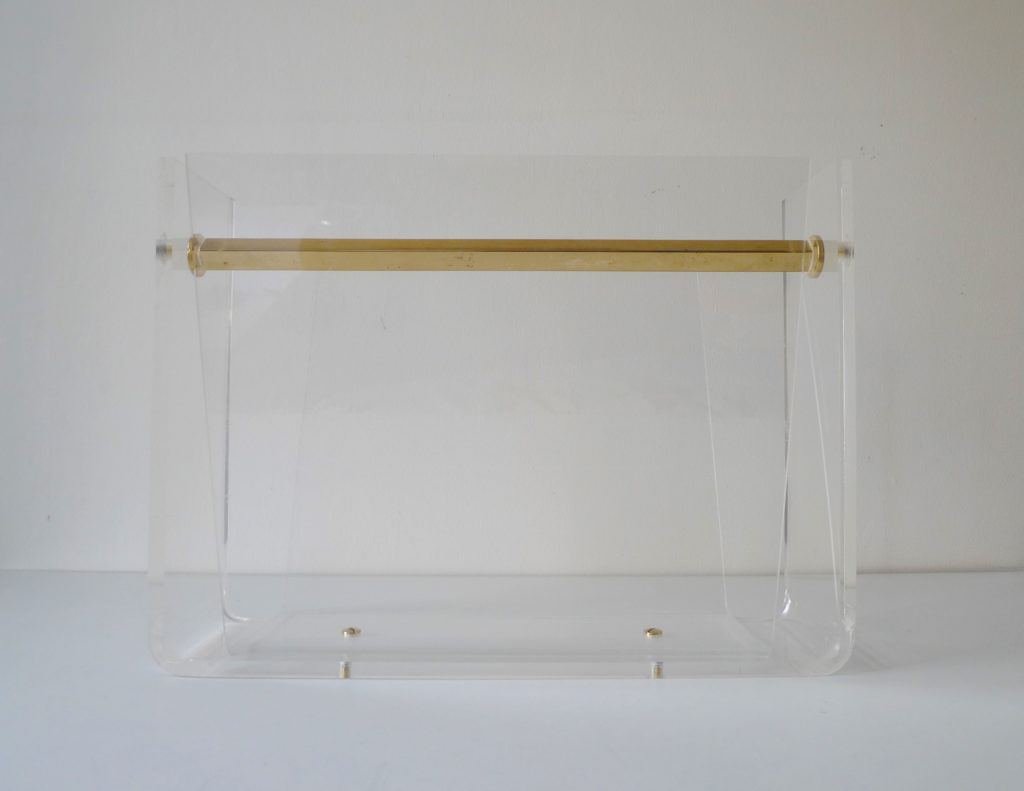 David Lange Brass & Lucite Magazine Rack, c. 1970s