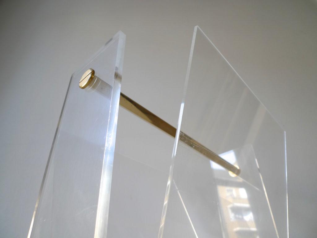 David Lange Brass & Lucite Magazine Rack, c. 1970s