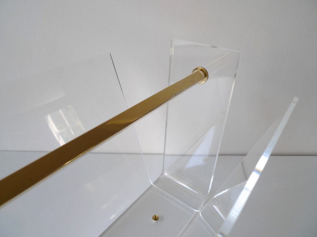 David Lange Brass & Lucite Magazine Rack, c. 1970s