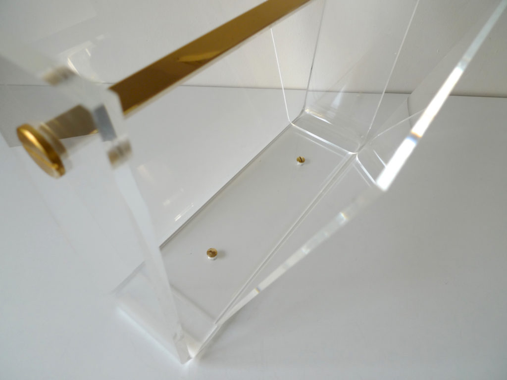 David Lange Brass & Lucite Magazine Rack, c. 1970s