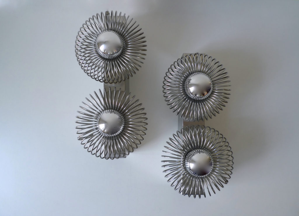 Pair of Space Age Spiral Wall Sconce Lights, c. 1970s