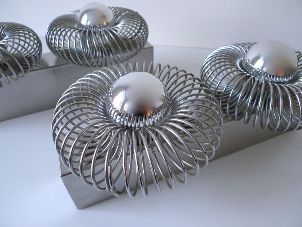 Pair of Space Age Spiral Wall Sconce Lights, c. 1970s
