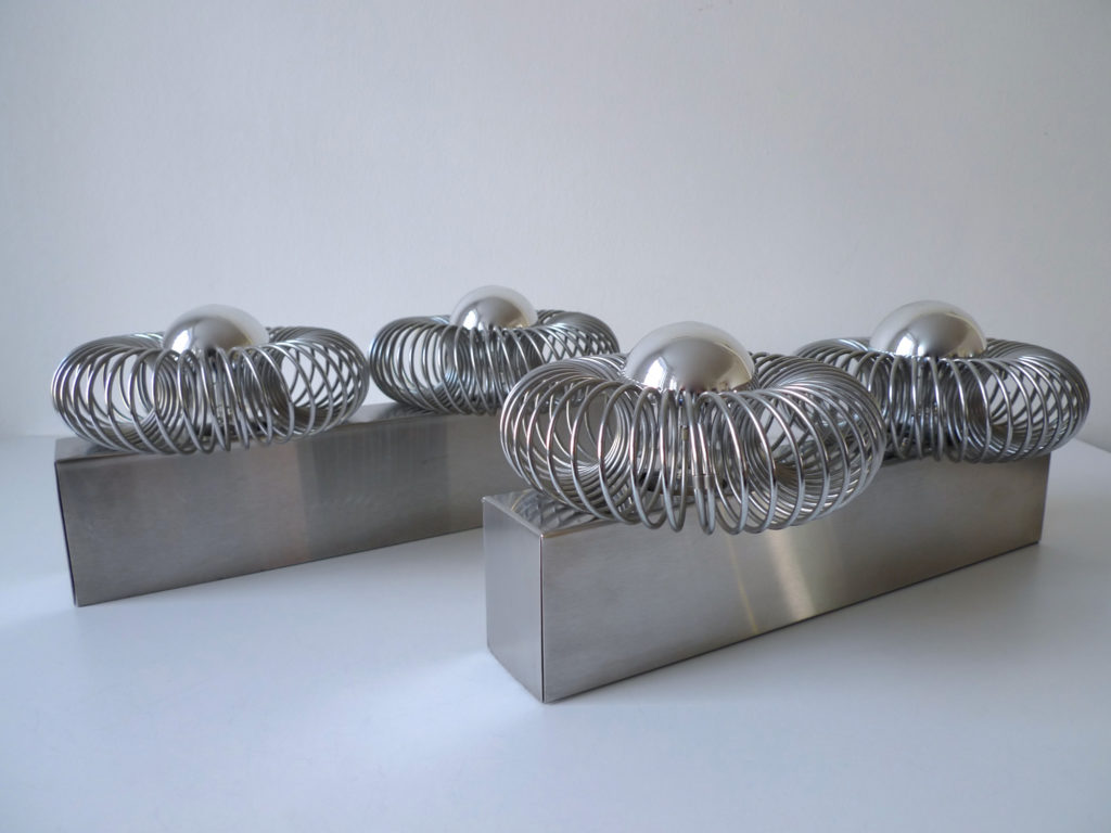 Pair of Space Age Spiral Wall Sconce Lights, c. 1970s