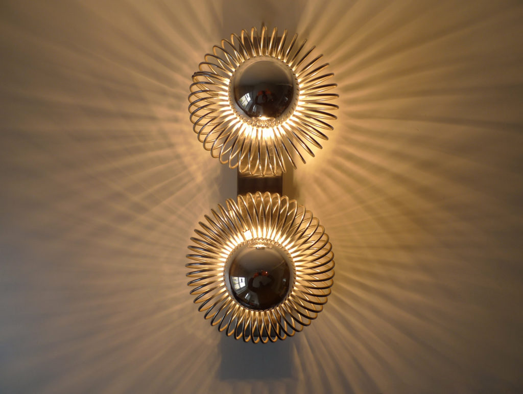 Pair of Space Age Spiral Wall Sconce Lights, c. 1970s