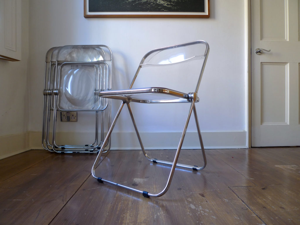Four Giancarlo Piretti "Plia" Folding Chairs for Anonima Castelli, Italy, 1967