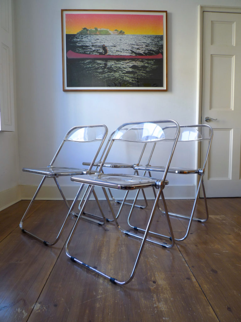 Four Giancarlo Piretti "Plia" Folding Chairs for Anonima Castelli, Italy, 1967
