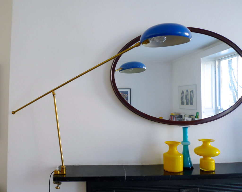 Italian Mid-Century Modernist Brass Clamp Desk Lamp, c.1950s