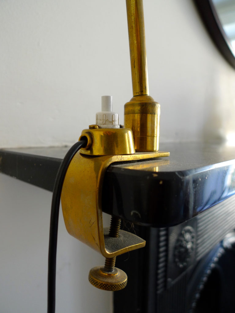 Italian Mid-Century Modernist Brass Clamp Desk Lamp, c.1950s