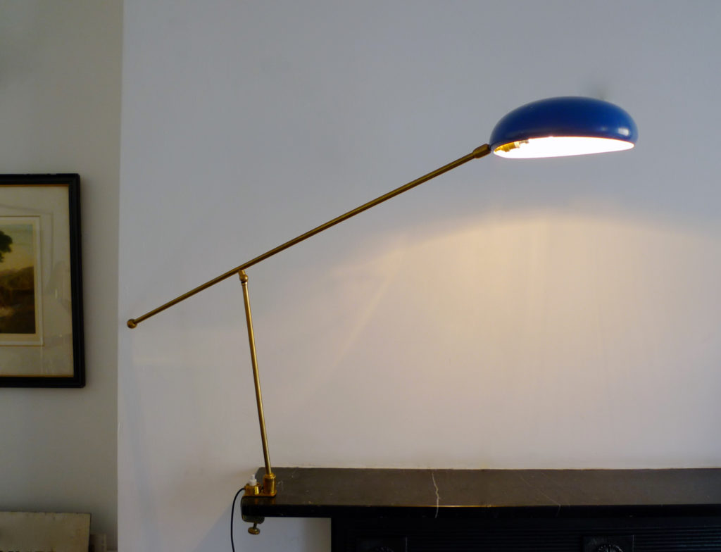 Italian Mid-Century Modernist Brass Clamp Desk Lamp, c.1950s