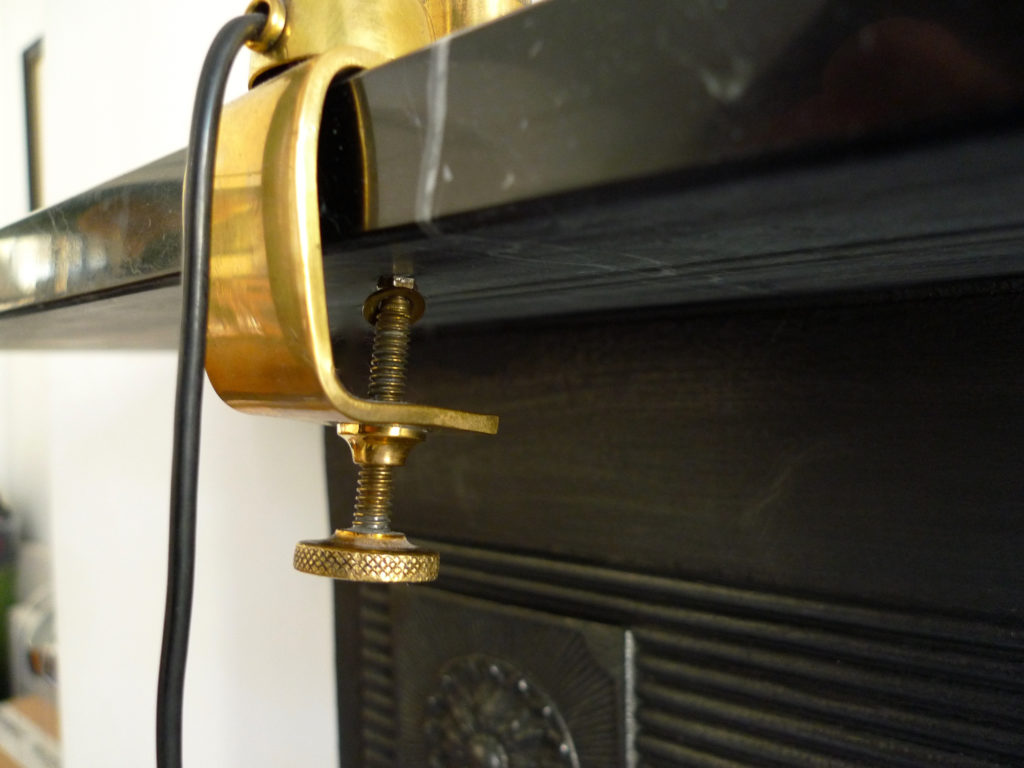 Italian Mid-Century Modernist Brass Clamp Desk Lamp, c.1950s
