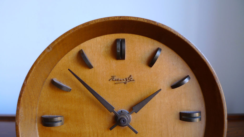 Mid-Century Kienzle Teak & Brass Mantle Clock, Germany c.1950s