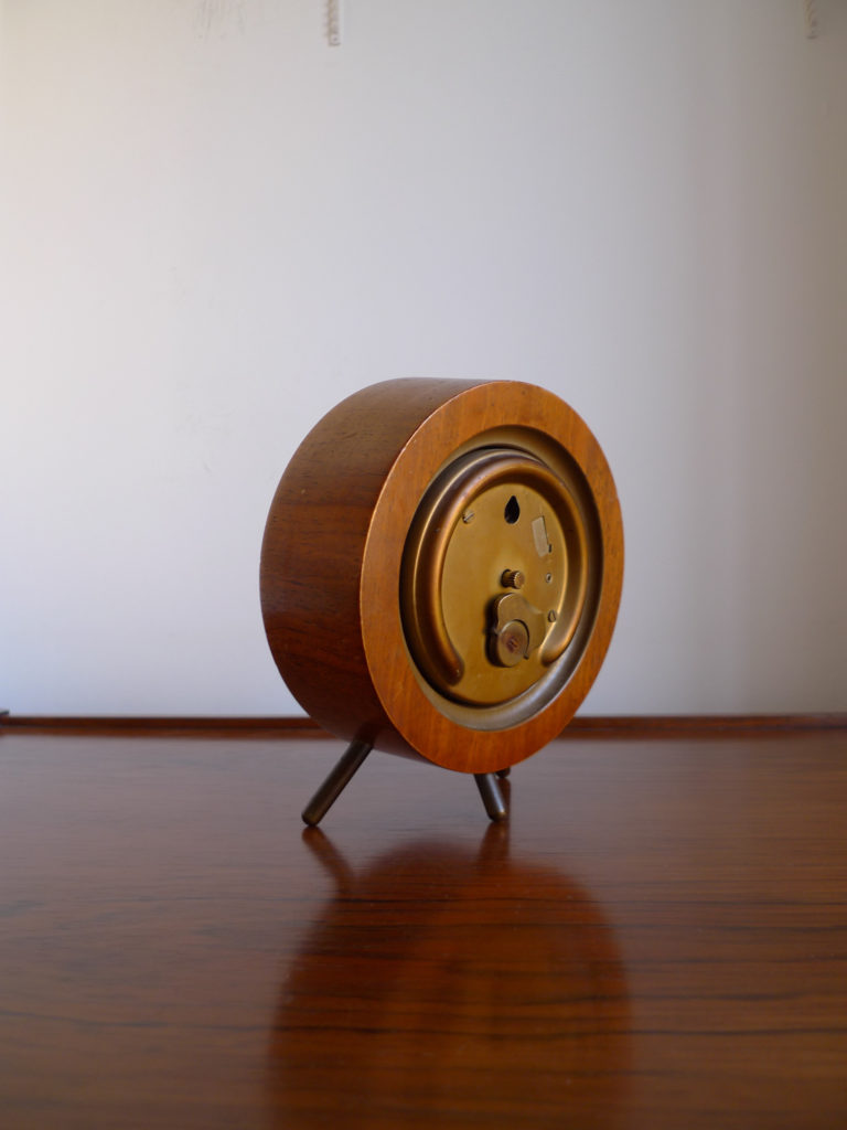 Mid-Century Kienzle Teak & Brass Mantle Clock, Germany c.1950s
