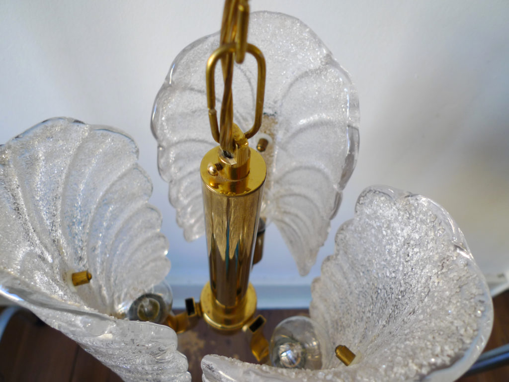 Carl Fagerlund Glass & Brass Pendant Light for Orrefors, Sweden 1960s