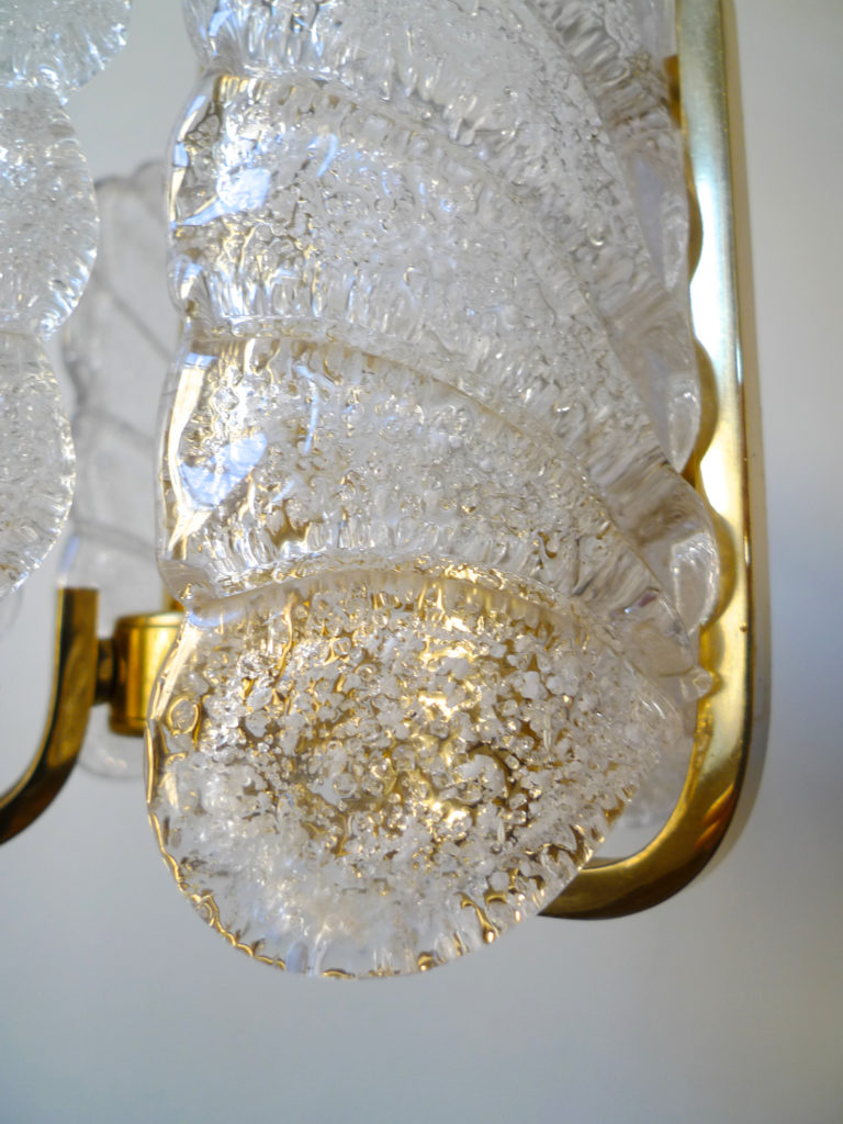 Carl Fagerlund Glass & Brass Pendant Light for Orrefors, Sweden 1960s