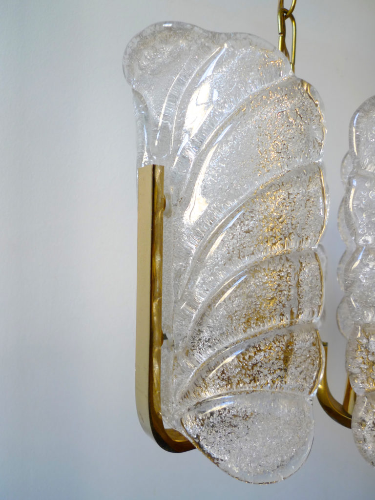Carl Fagerlund Glass & Brass Pendant Light for Orrefors, Sweden 1960s