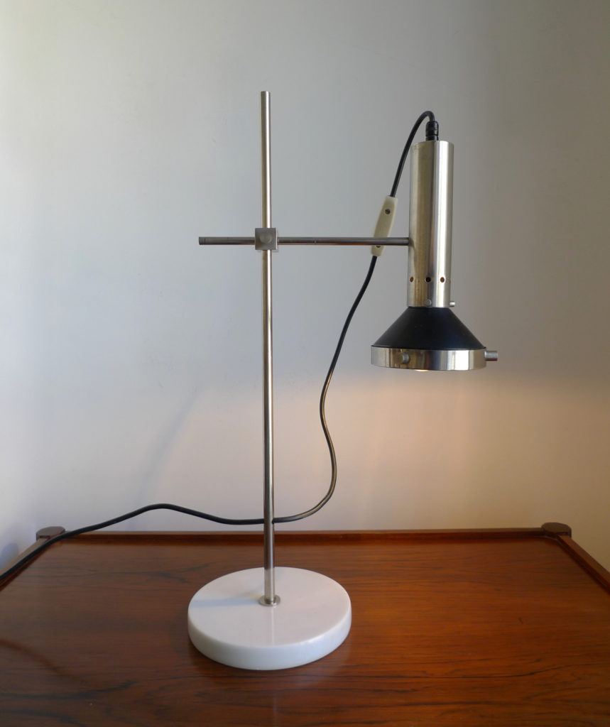 Mid-Century Italian Chrome & Marble Desk Lamp, 1960s